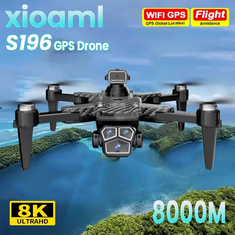 Professional HD Aerial Photography Dual-Camera Obstacle Avoidance Four-Rotor Helicopter 8000M Original S196GPS Drone 8K 5G