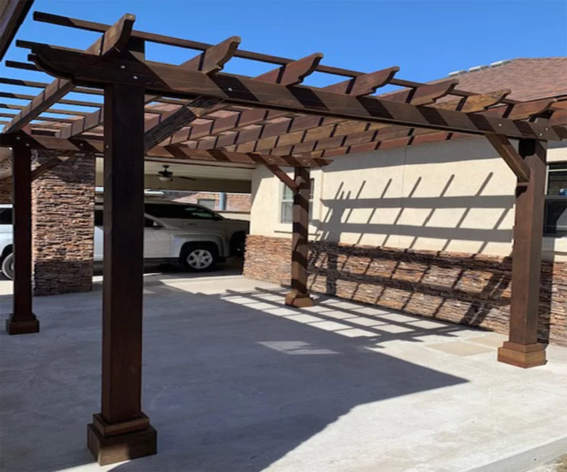 Solid Mission Brown Redwood Pergola