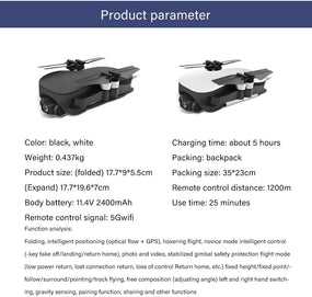 4K GPS Drone - Foldable Quadcopter with Brushless Motor - Smart Return - Follow Me Points of Interest for Beginner with 25 Mins Flight Time