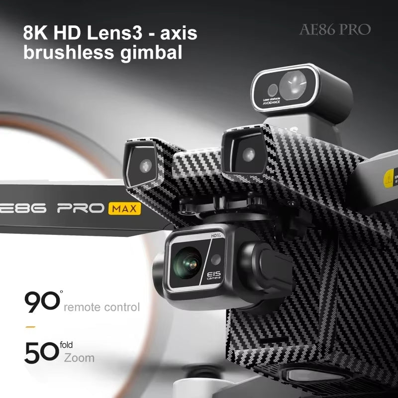 AE86 PRO MAX GPS Drone Professional 8K HD ESC Camera 5G FPV Wifi with 3-Axis Gimbal Flight 28 Minute Brushless RC Quadcopter 8KM