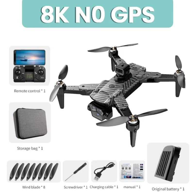 Professional HD Aerial Photography Dual-Camera Obstacle Avoidance Four-Rotor Helicopter 8000M Original S196GPS Drone 8K 5G