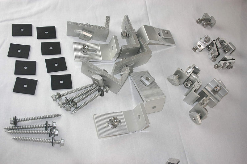 Solar Panel Mounting Kit to Mount for 6 Solar Panels, with Clamps, L-Brackets & 88 Inch Rails