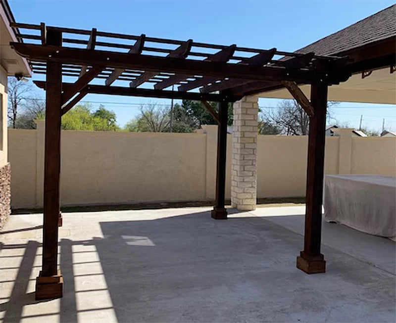 Solid Mission Brown Redwood Pergola