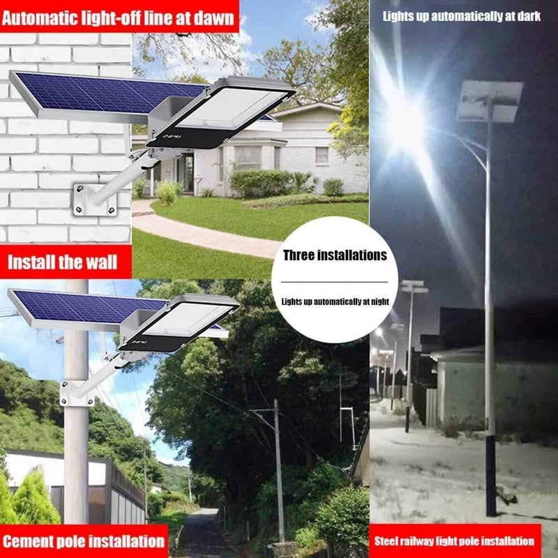 Lamp Post Light - Outdoor, Garden Light LED Solar Street Lights, 500W 600W 1000W 1200W Outdoor Dusk to Dawn Pole Light with Remote Control, Waterproof, Ideal for Parking Lot, Stadium, Yard