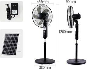 Outdoor Solar Pedestal Fan, Rechargeable Floor Fan Light & USB Port, Oscillating Solar Energy Fan