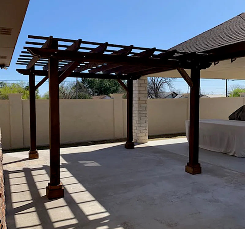 Solid Mission Brown Redwood Pergola