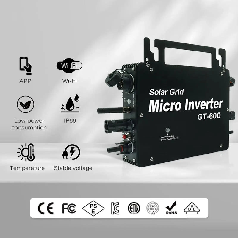 VDE  MPPT Micro Inverter 600W 800W 110VAC 220VAC Micro Solar Inverter on Grid Grid Tie with WIFI Monitor IP66 Waterproof