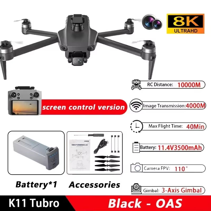 K11 Tubro Drone GPS Obstacle Avoidance 8K Pro EIS Aerial Photography Camera 5G WIFI FPV RC Quadcopter