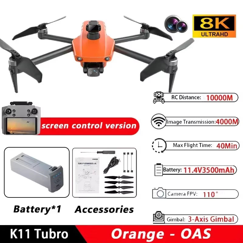 K11 Tubro Drone GPS Obstacle Avoidance 8K Pro EIS Aerial Photography Camera 5G WIFI FPV RC Quadcopter