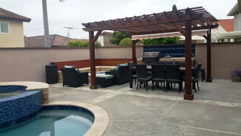 Solid Mission Brown Redwood Pergola