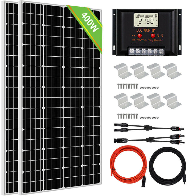 ECO-WORTHY Solar Panel System Kit - 1600W 1200W 800W 600W 400W 200W Watt Solar Panel Kit for Home RV Marine Shed US