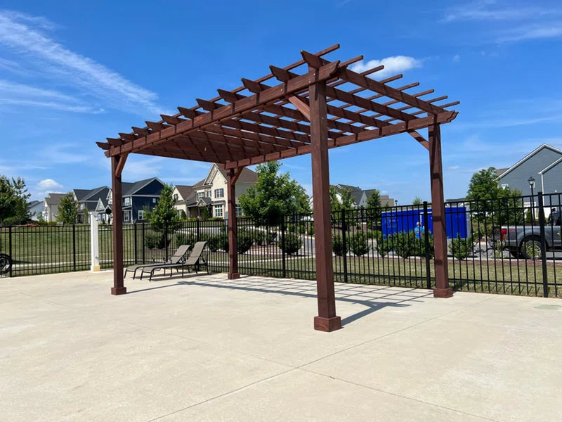 Solid Mission Brown Redwood Pergola