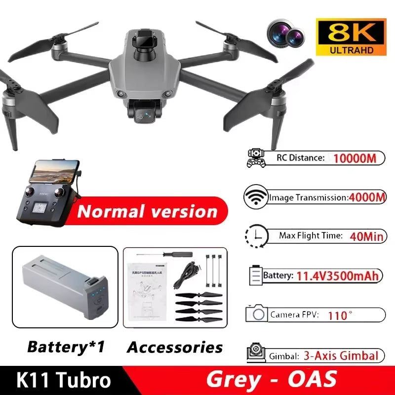 K11 Tubro Drone GPS Obstacle Avoidance 8K Pro EIS Aerial Photography Camera 5G WIFI FPV RC Quadcopter