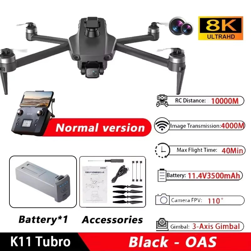 K11 Tubro Drone GPS Obstacle Avoidance 8K Pro EIS Aerial Photography Camera 5G WIFI FPV RC Quadcopter