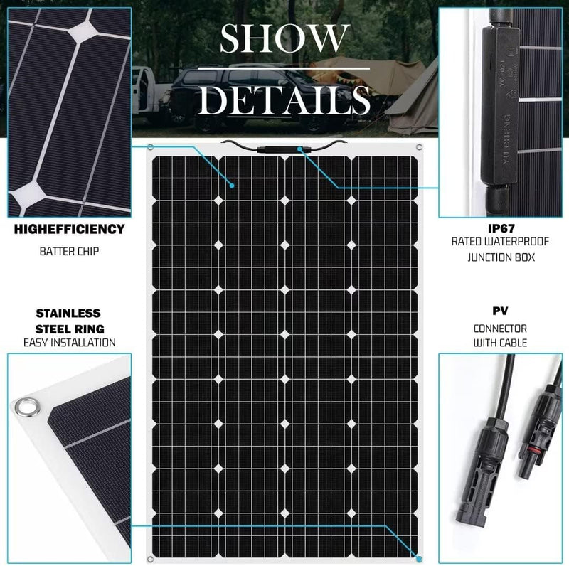 1200 Watt Flexible Solar Panels Pet 2X600 Watt Solar Panels with 40A Controller Monocrystalline Camper Solar Panel Kit Suitable for Motorhome/Off Grid System/Ship/Roof
