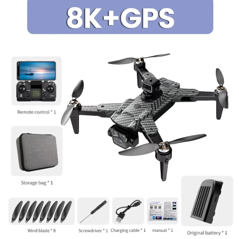 Professional HD Aerial Photography Dual-Camera Obstacle Avoidance Four-Rotor Helicopter 8000M Original S196GPS Drone 8K 5G