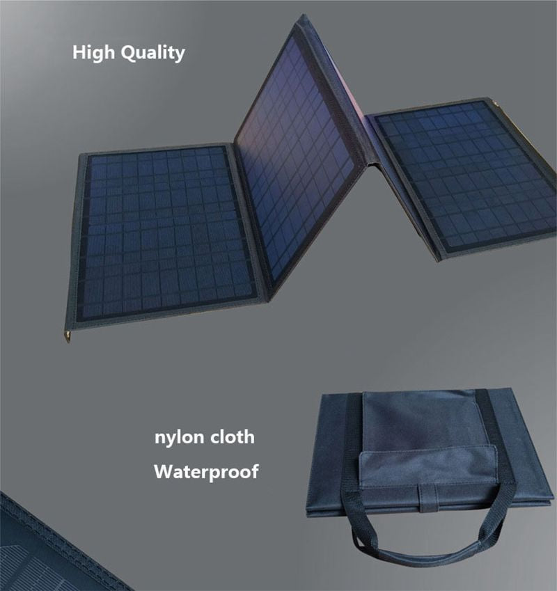 200W Foldable Solar Panel Dual USB +DC Solar Cell Portable Waterproof Solar Charger Outdoor Mobile Power Bank for Camping Hiking