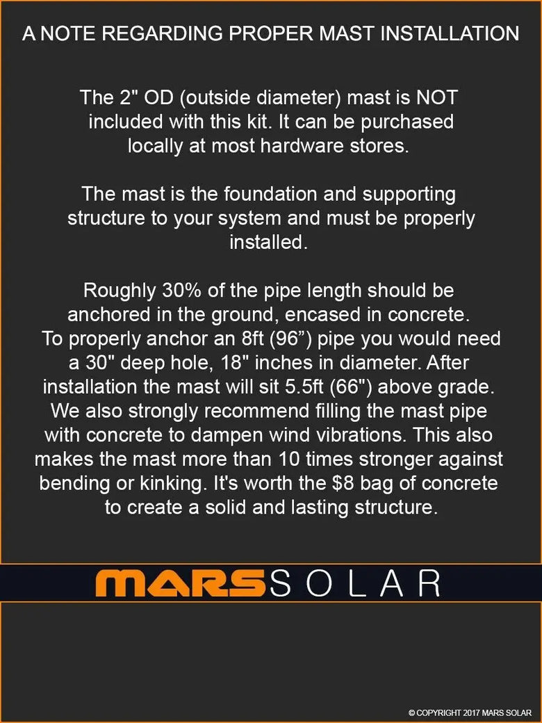 Mars Solar V2.0 Eagle Solar Panel Rack - 2" Pole Mount (OD) - Fits 40W - 700W Solar Panels
