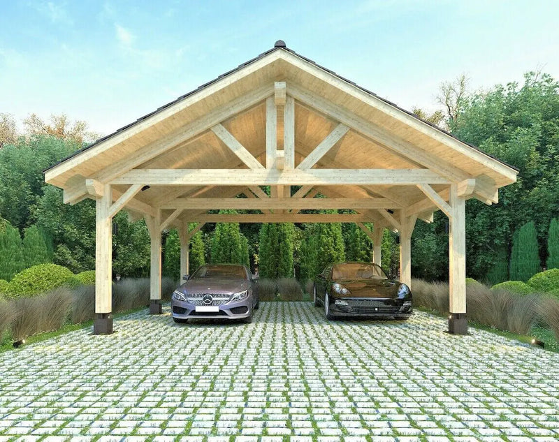 TIMBER FRAME CARPORT - TWO CAR CANOPY - 13 X 27' 400 sq.ft.