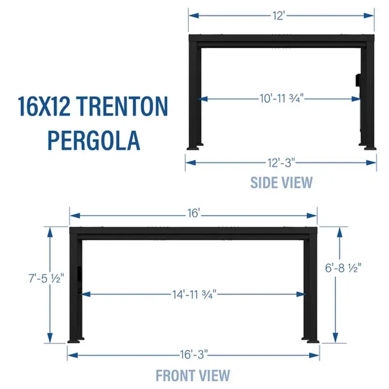 Trenton - Steel Pergola - Car Port with Canopy - 16 X 12