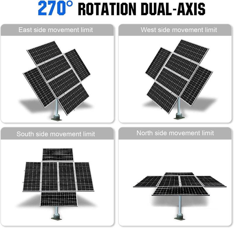 Solar Panel Dual Axis Tracking System (Increase 40% Power) with Tracker Controller, Complete Solar Tracker Kit, Ideal for Different Solar Panels, for Yard/Farm/Field