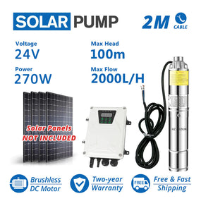 24 Volt DC Solar Submersible Deep Tube Well Water Pump Kits MPPT Controller Diy Mini Solar Panel Agriculture Bore Pumps Price