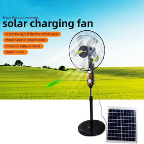 16 Inch Solar Oscillating Pedestal Fan - Adjustable, Low Noise 4-Speeds Floor Fan