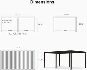 Aluminum Pergola 19 Ft. W X 12 Ft. D 