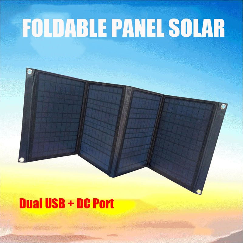 200W Foldable Solar Panel Dual USB +DC Solar Cell Portable Waterproof Solar Charger Outdoor Mobile Power Bank for Camping Hiking