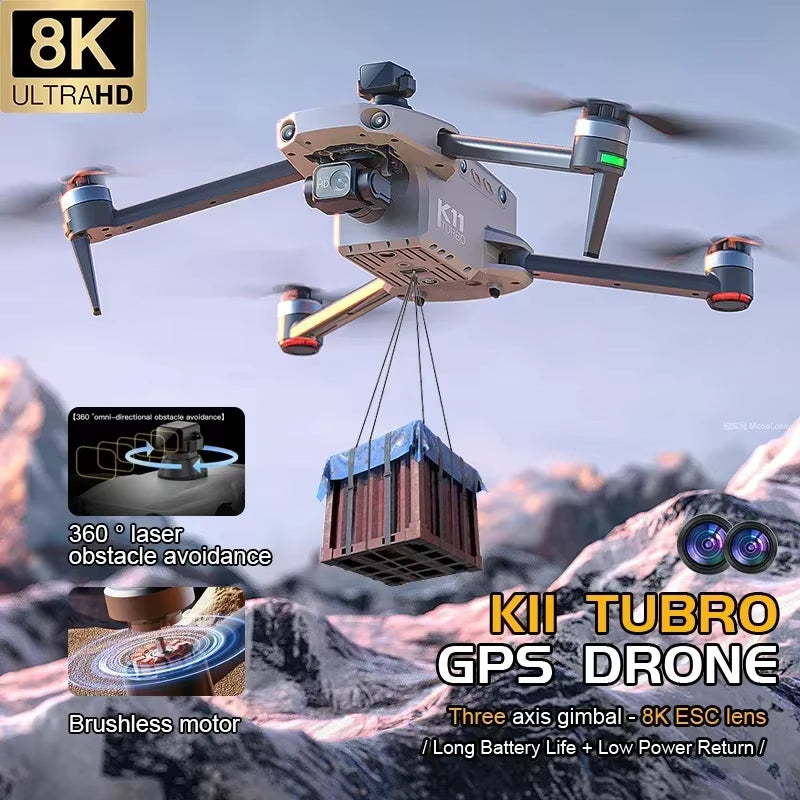 Cole Professional K11 Tubro Drone Aerial 8K HD Dual Camera with Built-In Airdrop Intelligent Obstacle Avoidance and RC Aircraft