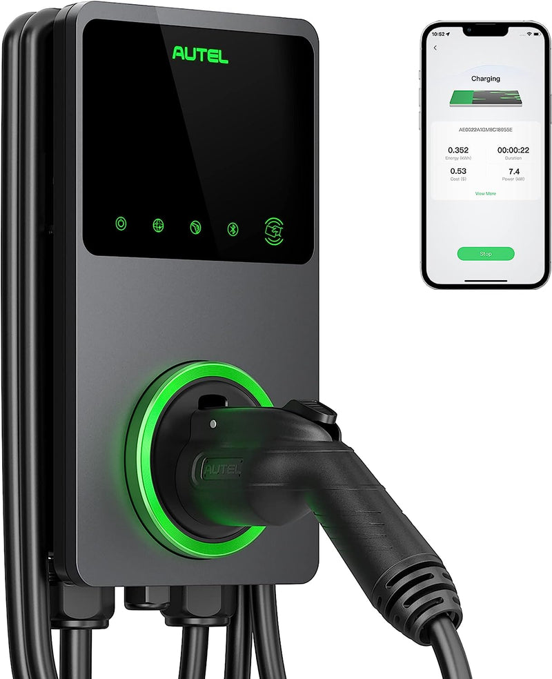 Maxicharger Home Smart Electric Vehicle (EV) Charger, 40 Amp Level 2 Wi-Fi and Bluetooth Enabled EVSE, Indoor/Outdoor Car Charging Station, with In-Body Holster and 25-Foot Cable（14-50 Plug）