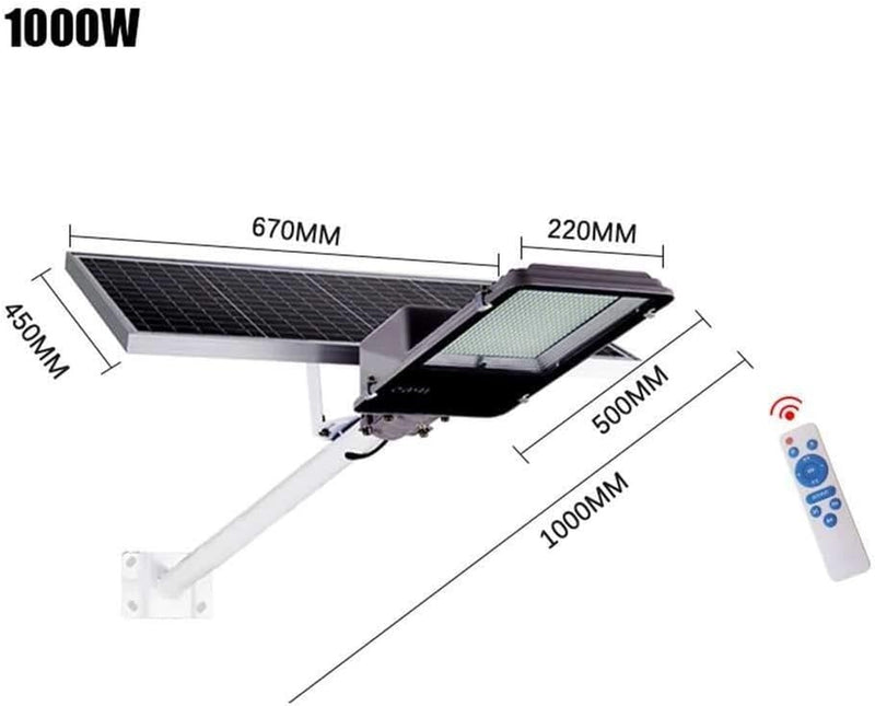 Lamp Post Light - Outdoor, Garden Light LED Solar Street Lights, 500W 600W 1000W 1200W Outdoor Dusk to Dawn Pole Light with Remote Control, Waterproof, Ideal for Parking Lot, Stadium, Yard