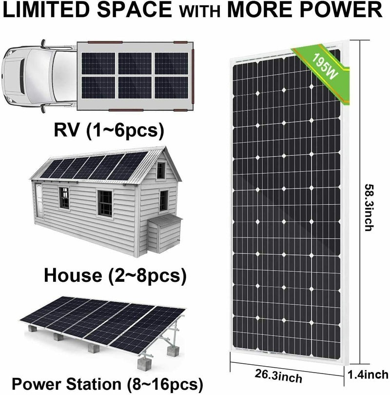 ECO-WORTHY Solar Panel System Kit - 1600W 1200W 800W 600W 400W 200W Watt Solar Panel Kit for Home RV Marine Shed US