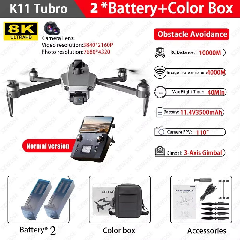 Cole Professional K11 Tubro Drone Aerial 8K HD Dual Camera with Built-In Airdrop Intelligent Obstacle Avoidance and RC Aircraft