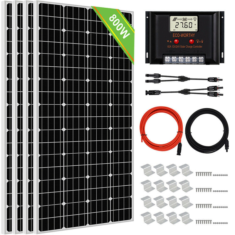 ECO-WORTHY Solar Panel System Kit - 1600W 1200W 800W 600W 400W 200W Watt Solar Panel Kit for Home RV Marine Shed US