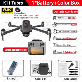 Cole Professional K11 Tubro Drone Aerial 8K HD Dual Camera with Built-In Airdrop Intelligent Obstacle Avoidance and RC Aircraft