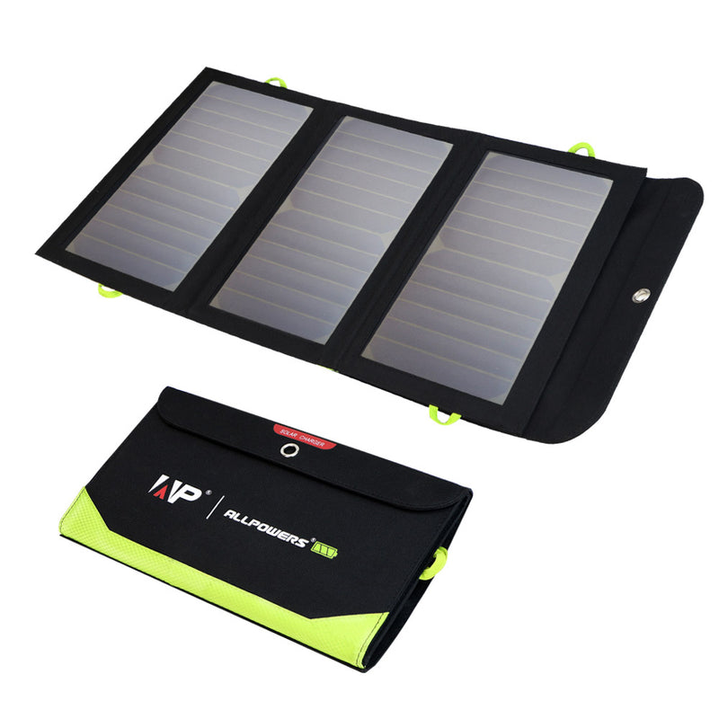 Portable Solar Charger for Mobile Phone - Built-in 10,000Mah Battery - Waterproof  - Solar Panel 5V 21W 