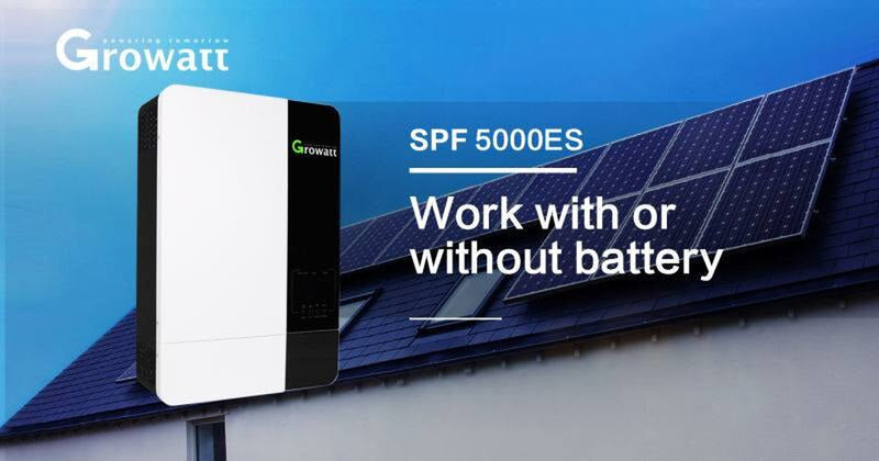 Growatt SPF 5000ES Hybrid Inverter 5KW - Works with or without Battery Wifi Monitoring