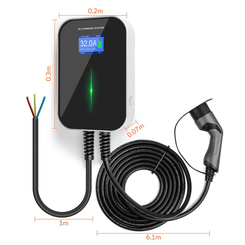 Wallmount Electric Vehicle Charging Station Type 2 EVSE Wallbox 7Kw 32A EV Car Charger Ev Cable IEC 62196-2 1 Phase for Audi BMW