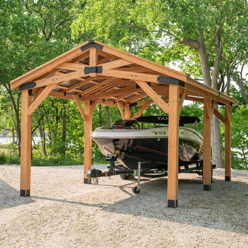  Solid Cedar Wood Carport/ Pavilion 12 Ft. W X 19.9 Ft. D