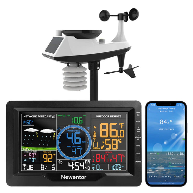 Professional Wireless Weather Station 8-In-1 Rain Gauge with Outdoor Sensor Weather Forecast Humidity