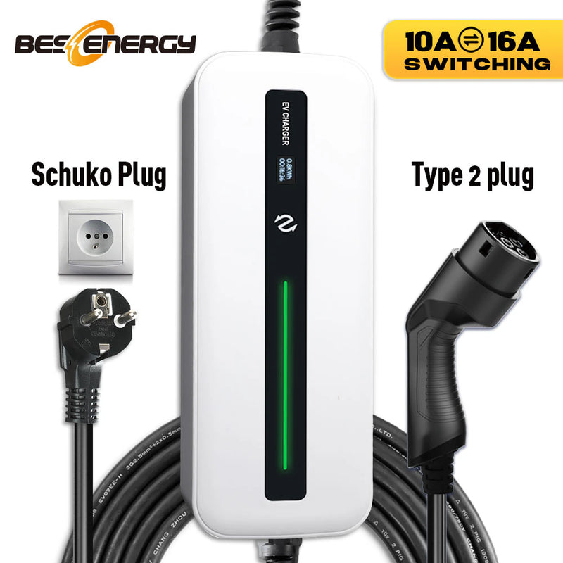Type 2 EV Charger - EVSE Electric Car 10/16A - Car Cable Portable Charging Box 10/16A 220V SCHUKO Plug
