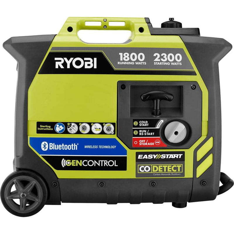 RYOBI 2,300-Watt Super Quiet Gas Powered Inverter Generator - Recoil Start - Bluetooth with CO Shutdown Sensor