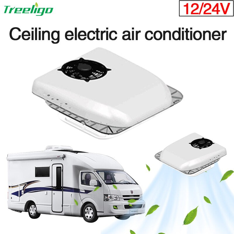 Treeligo Ultra-Thin Car RV Rooftop Air Conditioner 12V 24V - Overhead Air Conditioning - Motorhome Camper Van