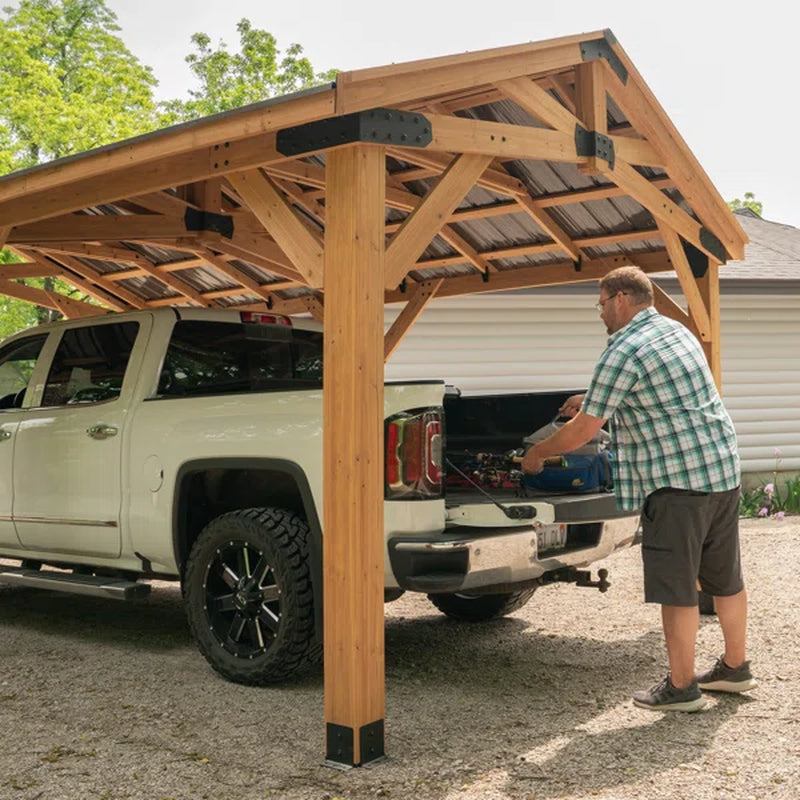  Solid Cedar Wood Carport/ Pavilion 12 Ft. W X 19.9 Ft. D