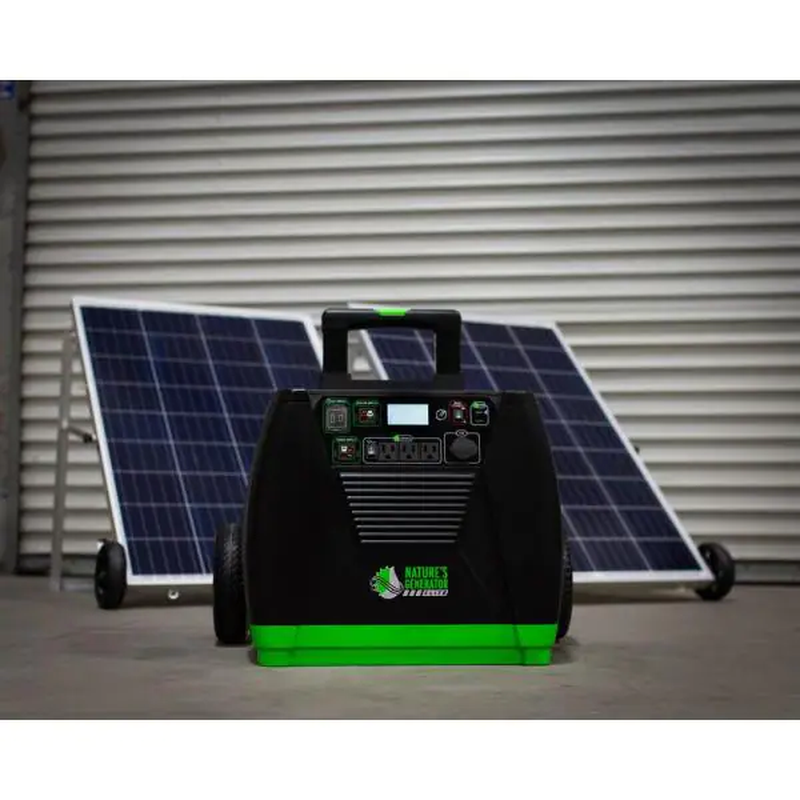 Portable Solar Generator - 3600-Watt/ 5760W Peak - Push Button Start - Two 100W Solar Panels