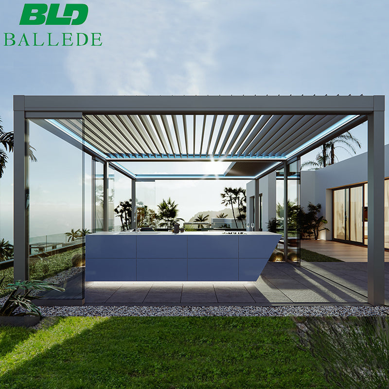 Aluminum Carport - Solar Pergola Motorized Roof - Waterproof