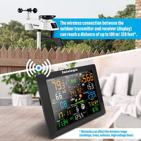 Wifi Weather Station, 10.2 Inch Large Display - Wireless Weather Station Indoor Outdoor - Rain Gauge, Wind Speed, Weather Forecast, Wind Gauge