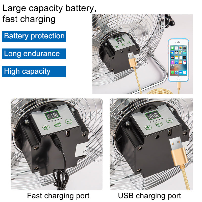 Household Solar Fan 12-Speed Outdoor Portable Fan USB Mobile Phone Fishing Light Charging