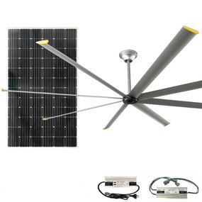 Solar Hybrid Powered Giant Fan - Day Night Ventilation Ceiling Fan - 440W DC 36V 120'' - Industrial Commercial Heat Extractor 